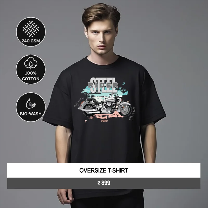 Premium Unisex “Steel Rider” Graphic Oversize T-Shirt